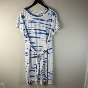 Pact Dress XL Softspun Tee Organic Cotton Blue White Tie Dye Coastal